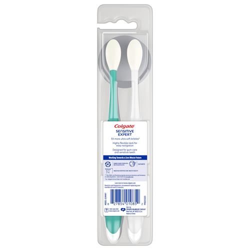 Colgate Sensitive Expert Ultra Soft Sensitive Toothbrush Pack, Extra Soft Toothbrush For Sensitive Gums And Teeth, Gently Cleans Teeth And Gums, 2 Pack